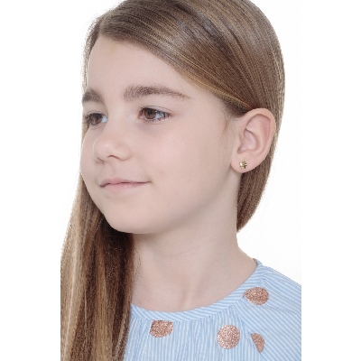 Boucles d'oreilles en or jaune 18k fleur