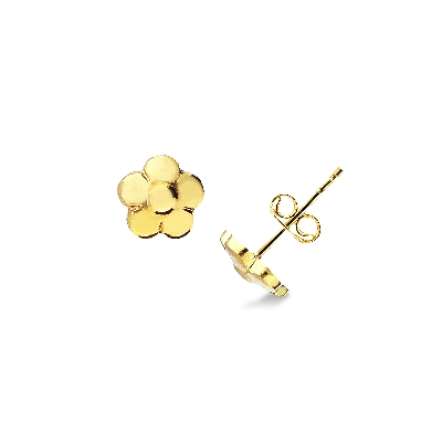 Boucles d'oreilles en or jaune 18k fleur