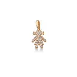 Pendentif fille en or rose avec pavé de zircones