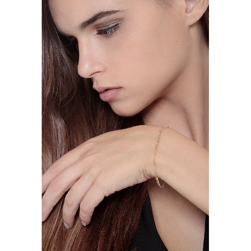 Bracelet femme en or jaune 18k avec inserts entrelacés 20 cm Bracelet femme en or jaune 18k avec inserts entrelacés 20 cm